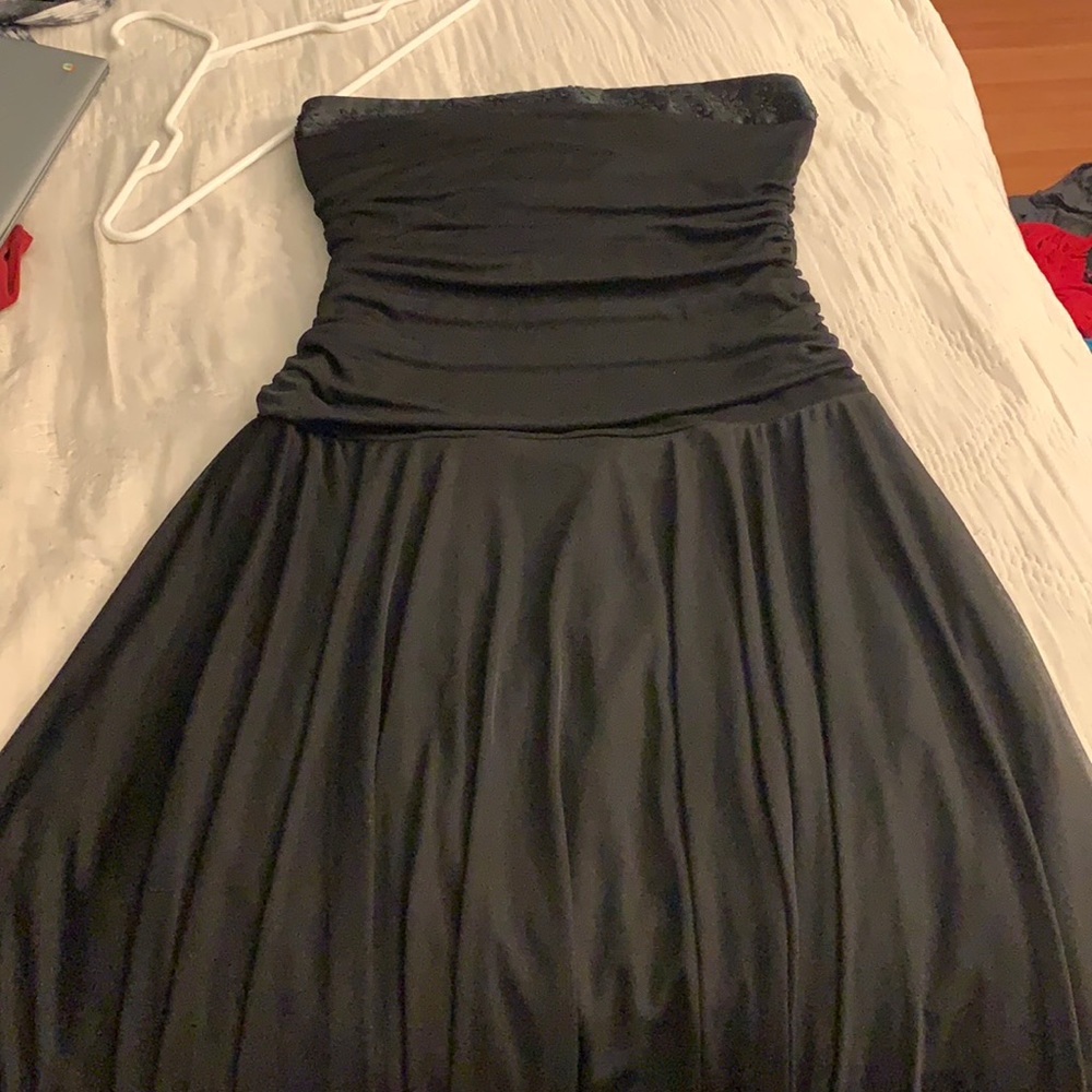 Black sleeveless beaded dress